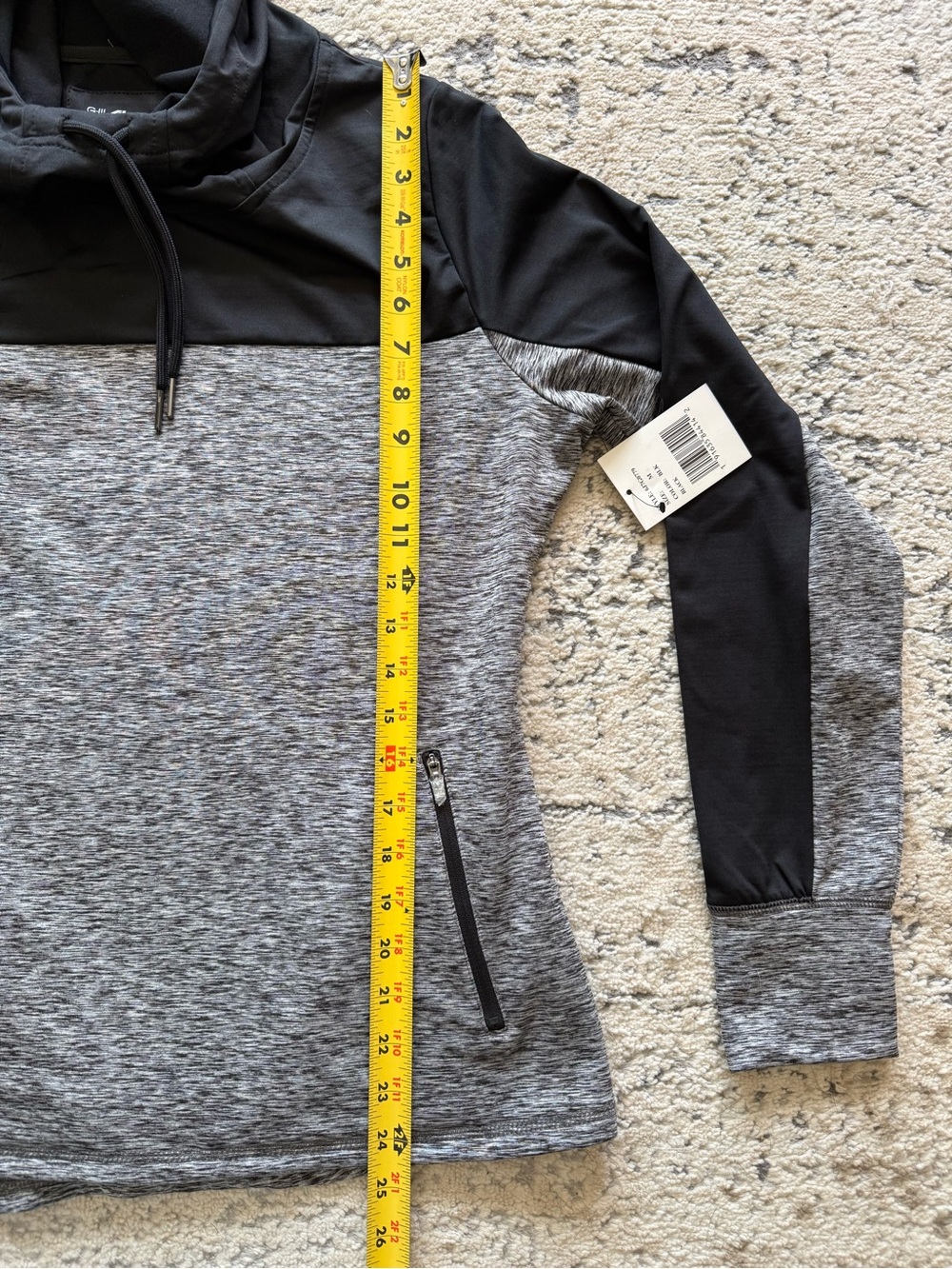 NWT-GIII 4Her by Carl Banks Women's Black and Gray Pullover Hoodie Slouch Neck M - Picture 9 of 13